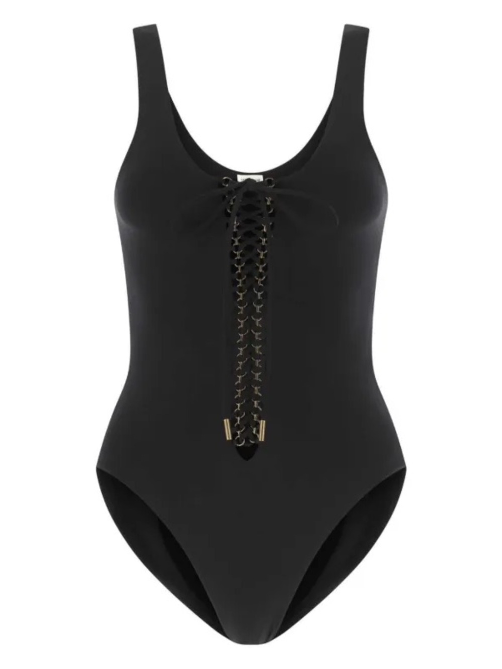 NWT Saint Laurent Saharienne lace-up Black Swimsuit
